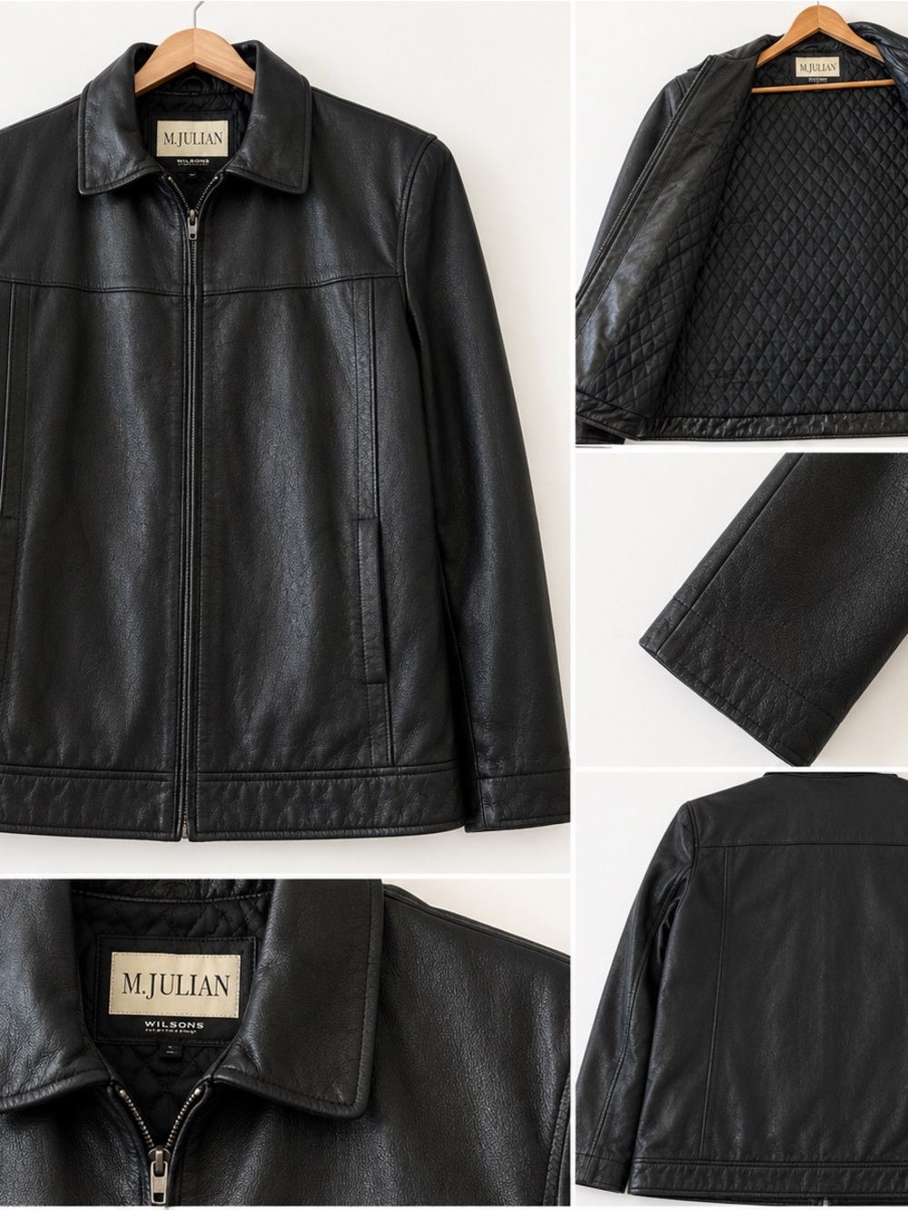 Vintage M. Julian Wilsons Genuine Leather Jacket Men’s Black Zip Coat